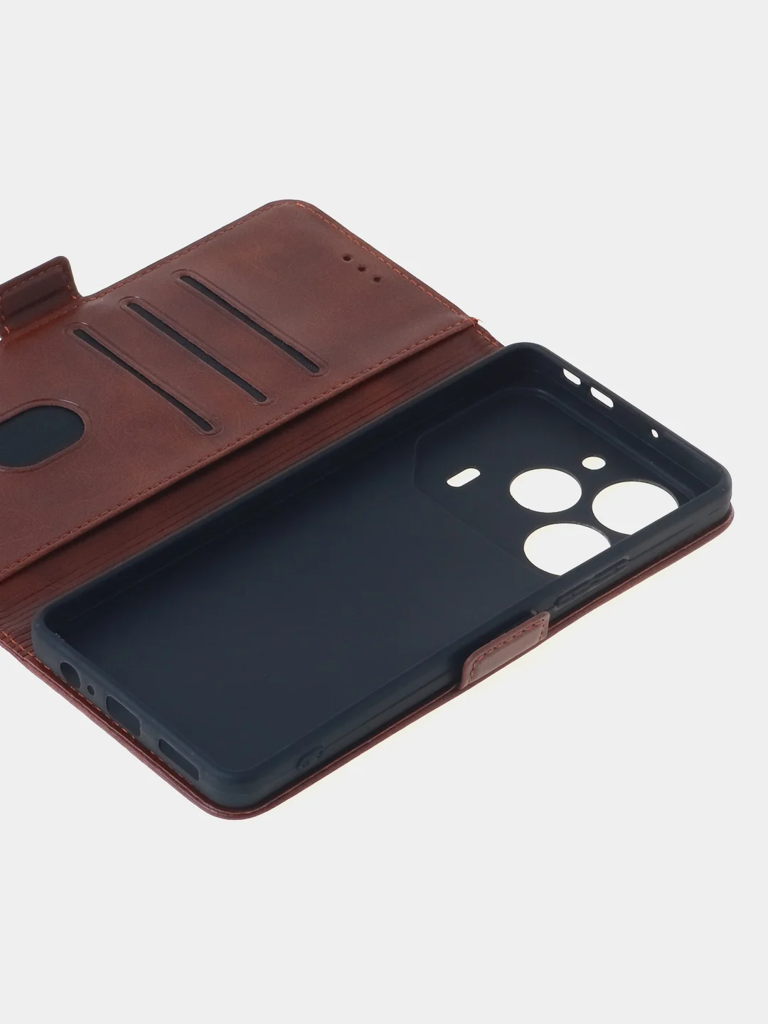 Терракотовый чехол-книжка для Tecno Pova 6 Pro из высококачественной искусственной кожи