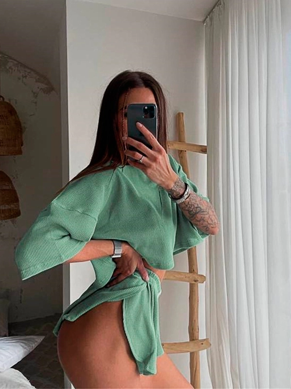 Костюм XL, Пижама с шортами и футболкой, домашняя одежда для женщин