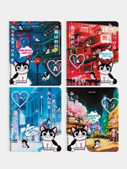 Тетрадь BRAUBERG "Anime Cats", А5, гребень, клетка, 80 листов