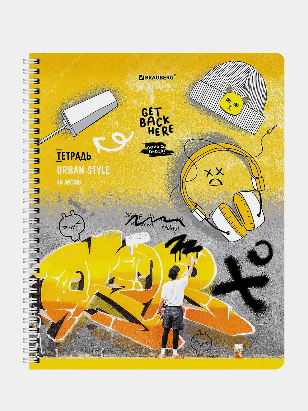 Тетрадь BRAUBERG "Urban Style", А5, 48 листов, гребень, клетка