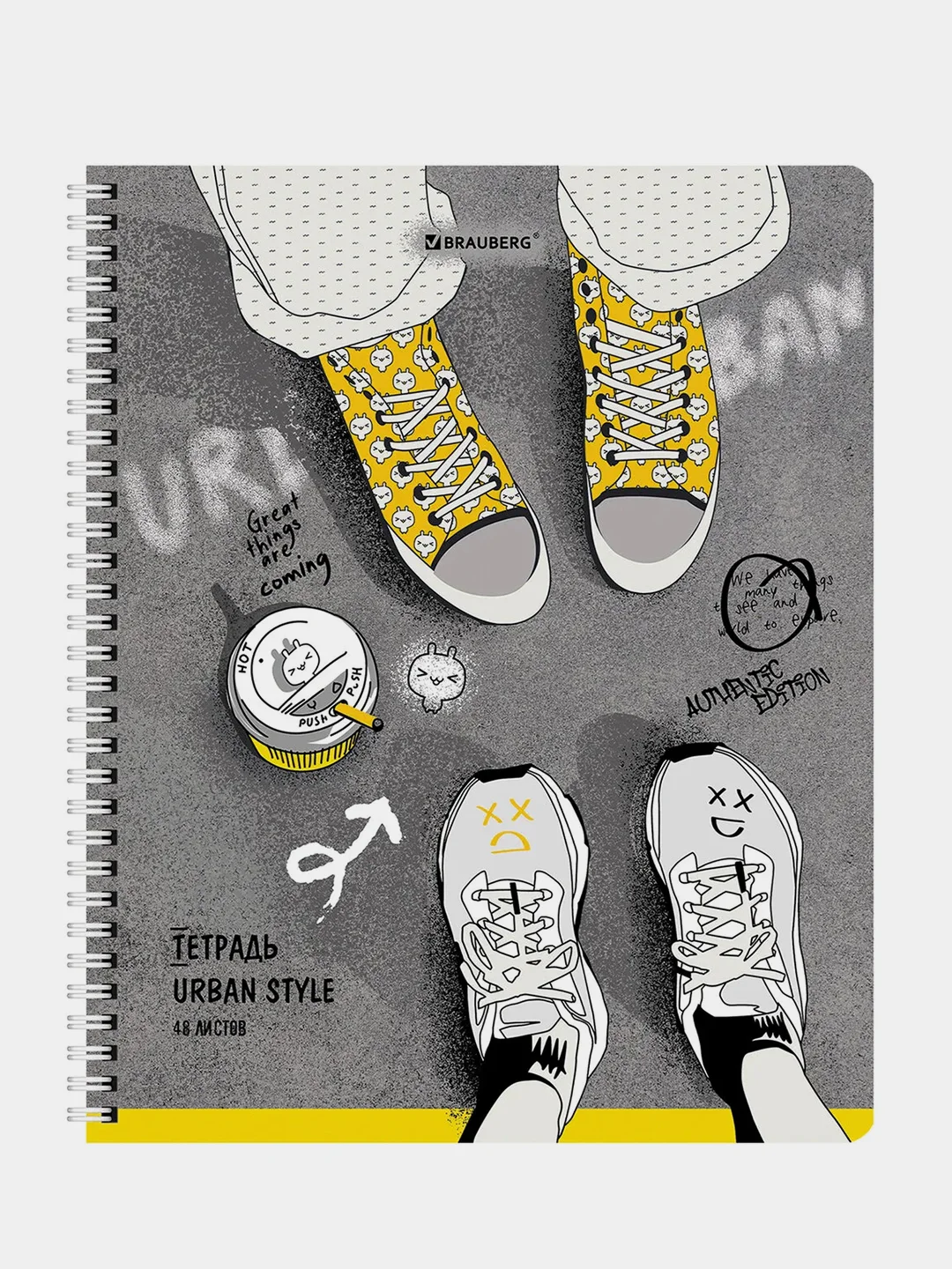 Тетрадь BRAUBERG "Urban Style", А5, 48 листов, гребень, клетка