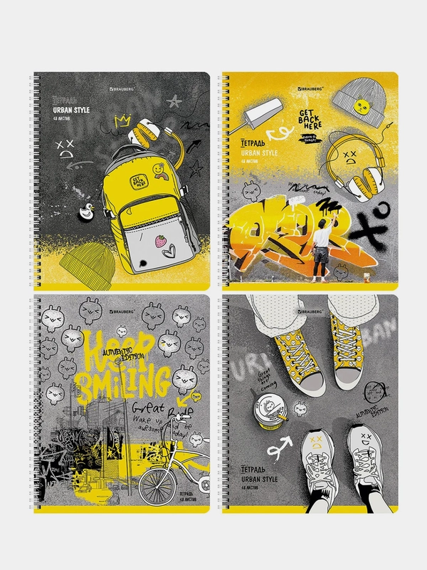Тетрадь BRAUBERG "Urban Style", А5, 48 листов, гребень, клетка