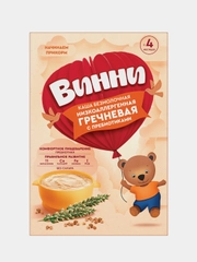 Каша детская Винни, безмолочная, гречневая, с пребиотиками, с 4 месяцев, 200 г