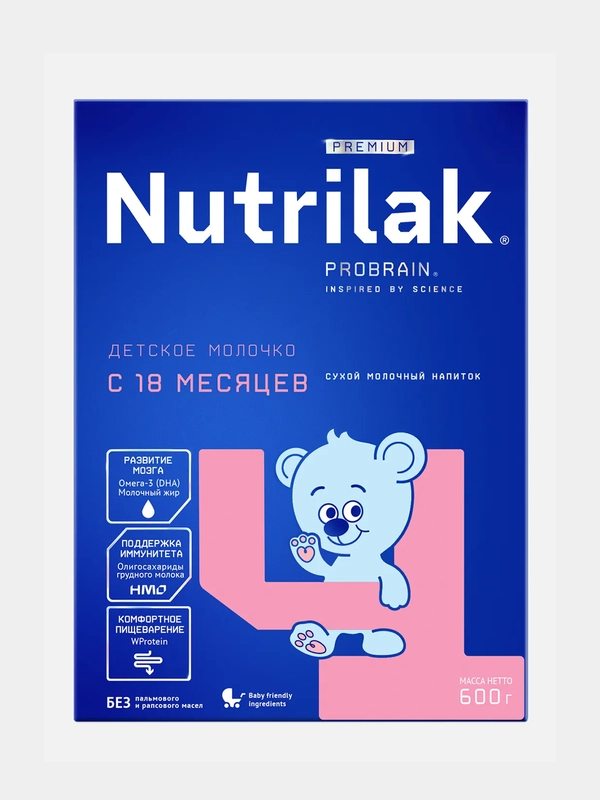 Напиток детский Nutrilak Premium 4, молочный, сухой, с 18 месяцев, 600 г