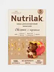 Каша детская Nutrilak, молочная, овсяная, с персиком, без сахара, с 5 месяцев, 200 г