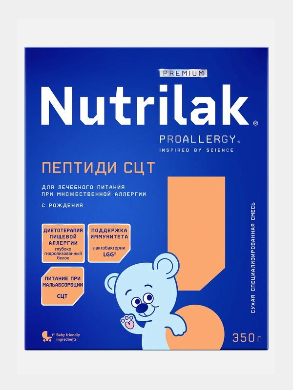 Смесь детская Nutrilak Premium Пептиди СЦТ, сухая, при аллергии, с рождения, 350 г