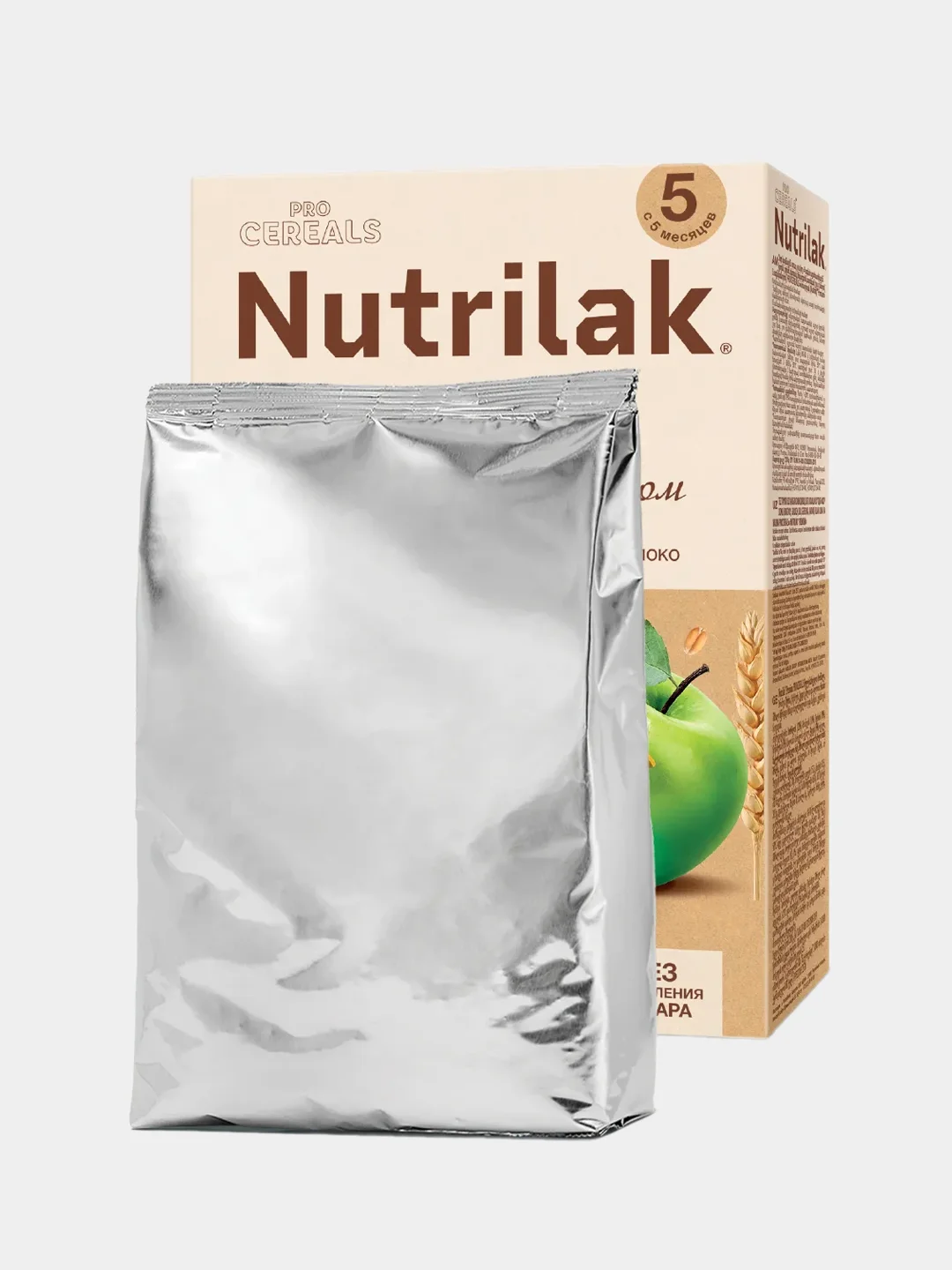 Каша детская Nutrilak, молочная, пшеничная, с яблоком, без сахара, с 5 месяцев, 200 г
