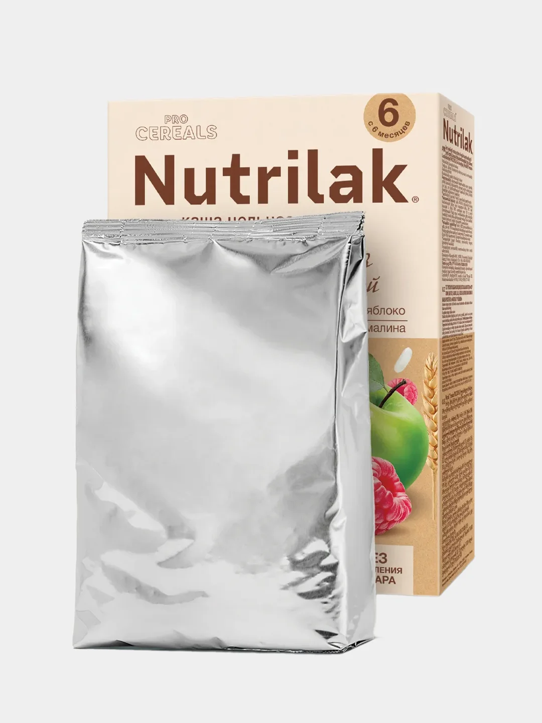 Каша детская Nutrilak молочная, с яблоком и малиной, без сахара, с 6 месяцев, 200 г