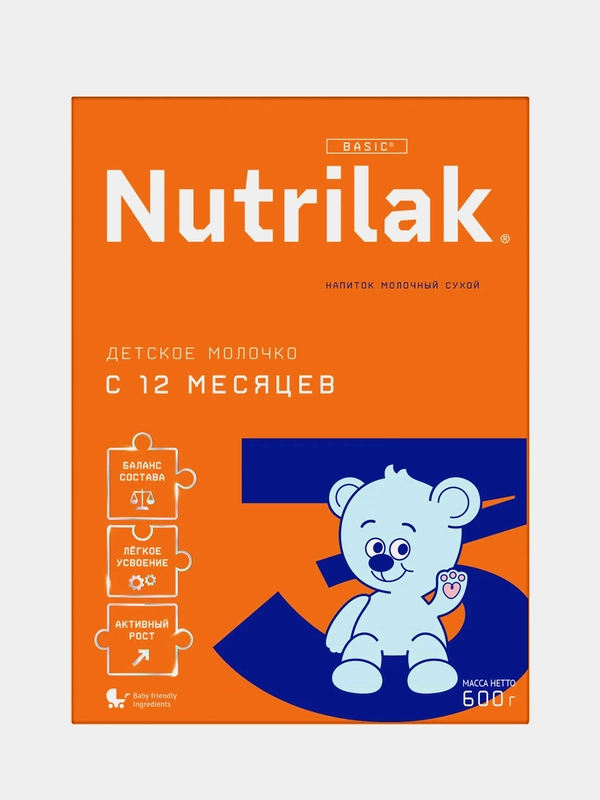 Напиток детский Nutrilak 3, молочный, сухой, с 12 месяцев, 600 г