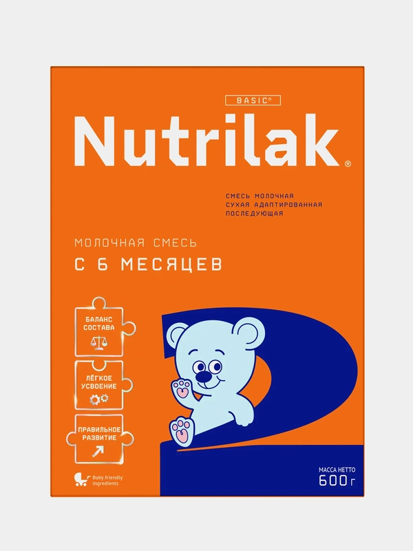 Смесь детская Nutrilak 2, молочная, сухая, адаптированная, последующая, с 6-ти месяцев, 600 г