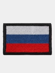 Нашивка, шеврон на липучке флаг России 6 х 3,8 см, чёрный кант