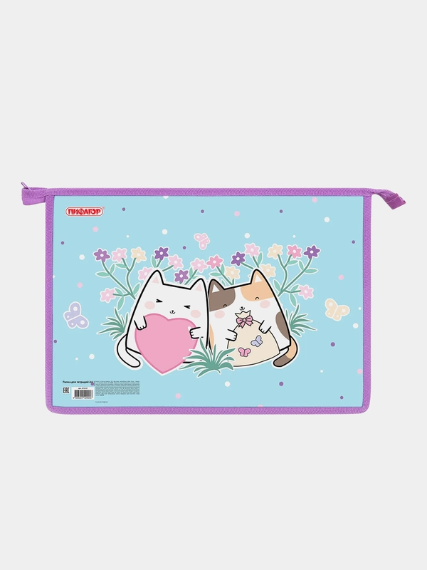 Папка для тетрадей Пифагор "Cat friends", А4, 1 отделение