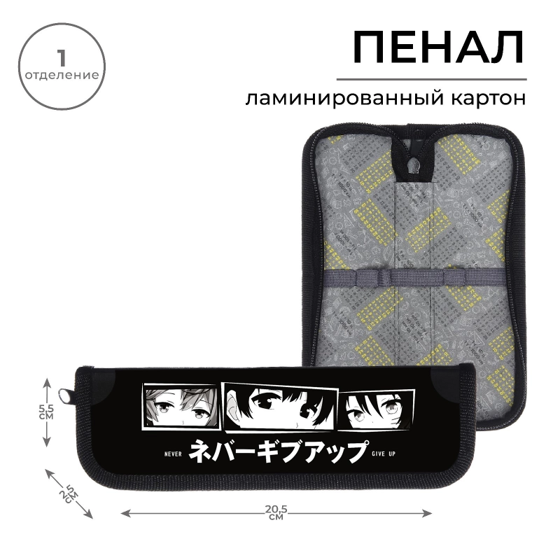Пенал 1 секция, 55 х 205 х 25 мм, Calligrata, ламинированный картон