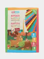 Набор цветной картон 8 листов + цветная бумага 8 листов "Олененок"