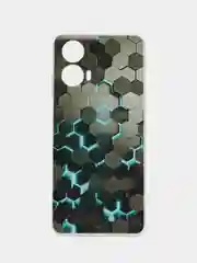 Бирюзовый чехол на Motorola Moto G24 / Моторола Мото G24 прозрачный, с рисунком, защита камеры