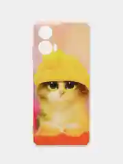 Желтый чехол на Motorola Moto G24 / Моторола Мото G24 прозрачный, с рисунком, защита камеры