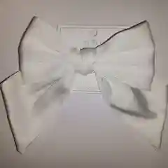 Бант для волос, на резинке, атласный, белый