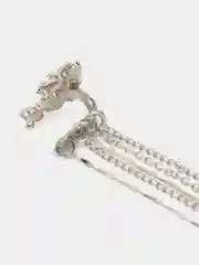 Серый металлик женские серьги-клипсы "Полумесяц" с длинной кисточкой кафф без прокола