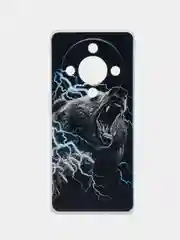 Угольный силиконовый чехол на Honor X9B / Хонор X9B прозрачный, с рисунком, защита камеры