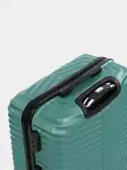 Тёмно-бирюзовый чемодан на колесах, с кодовым замком, ударопрочный, поликарбонат