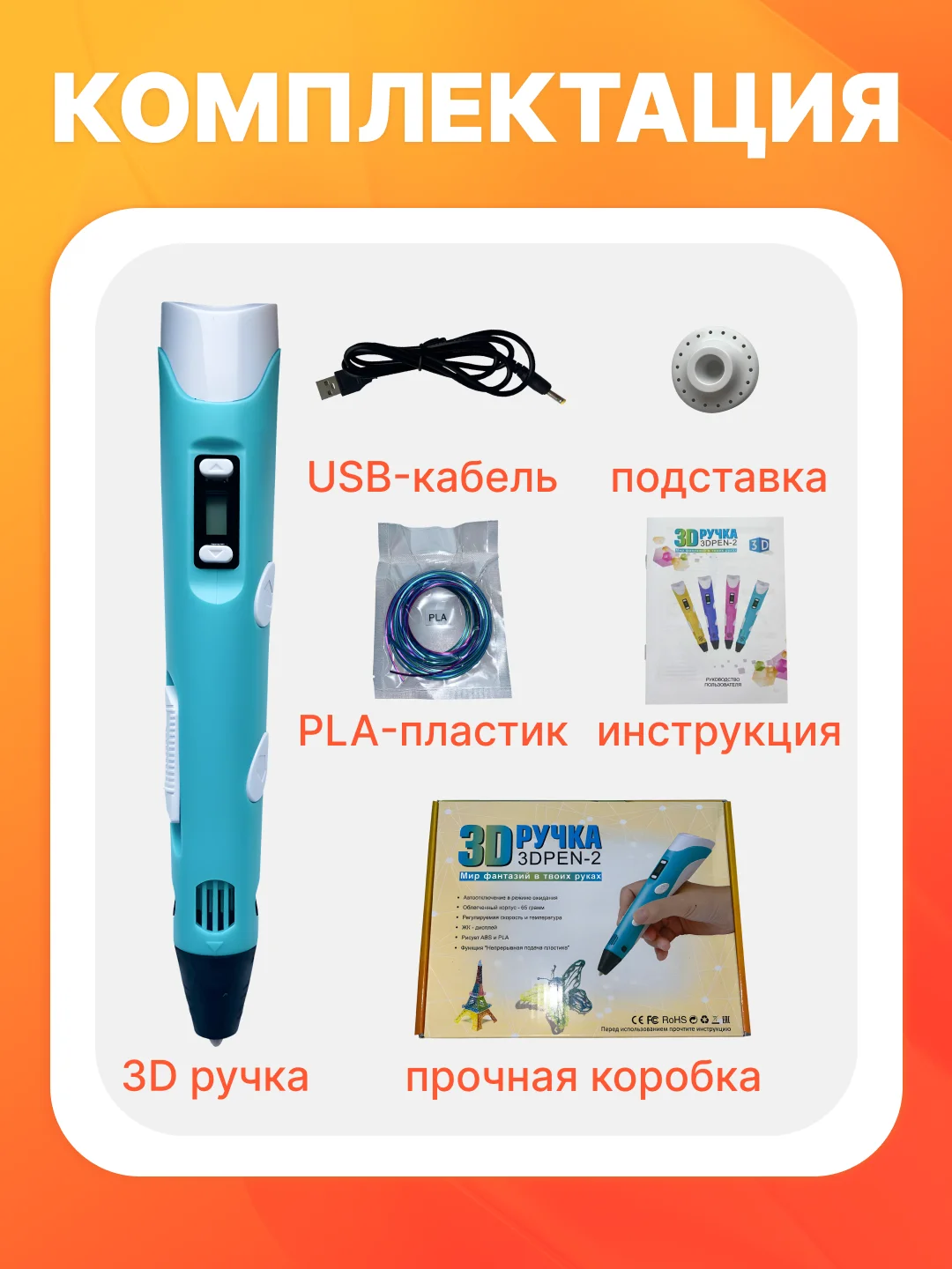 Бирюзовый 3д ручка,3D ручка с набором пластика и трафаретами / стержень леска для 3д ручки