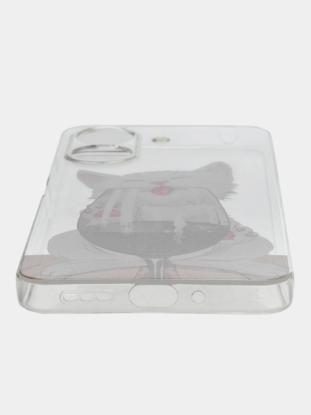 Вишнёвый чехол на Xiaomi Redmi 13C/Poco C65 / Сяоми Редми 13C/Поко С65 прозрачный, защита камеры