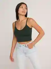 Зеленый топ женский базовый, кроп топ, бра