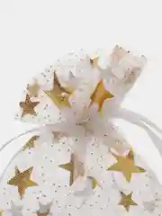 Мешочек подарочный Звёздочки маленькие, 7*9см, цвет белый с золотом. 2 шт