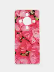 Фуксия силиконовый чехол на Honor X9B / Хонор X9B прозрачный, с рисунком, защита камеры