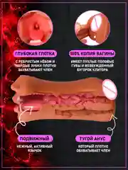 Бежевый мужской мастурбатор 3в1: вагина, анус, рот. Реалистичный