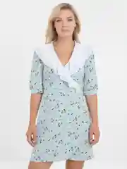 Мятный платье женское домашнее на запах, туника домашняя
