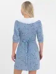 Небесно-голубой платье женское домашнее на запах, туника домашняя