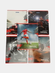 Тетрадь 48 л в клетку А5 Комплект 5 штук Brauberg, клетка, глянцевый лак, Sport Club