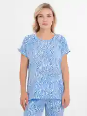 Голубой костюм женский, брючный: блузка, брюки