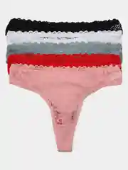 Трусы стринги с кружевом, женские, повседневные, хлопковые, набор