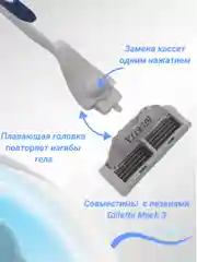 Белый бритва мужская 4 лезвия Iguetta многоразовая, 4 сменные кассеты, станок для бритья мужской