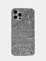 Тёмно-серый чехол для iPhone 14/15/Pro/Max фольга металл противоударный
