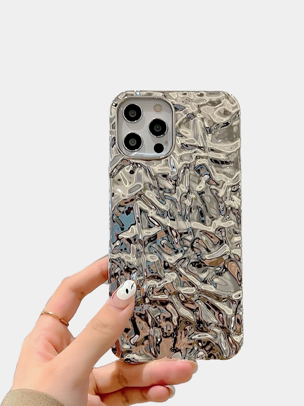 Чехол для iPhone 14/15/Pro/Max фольга металл противоударный