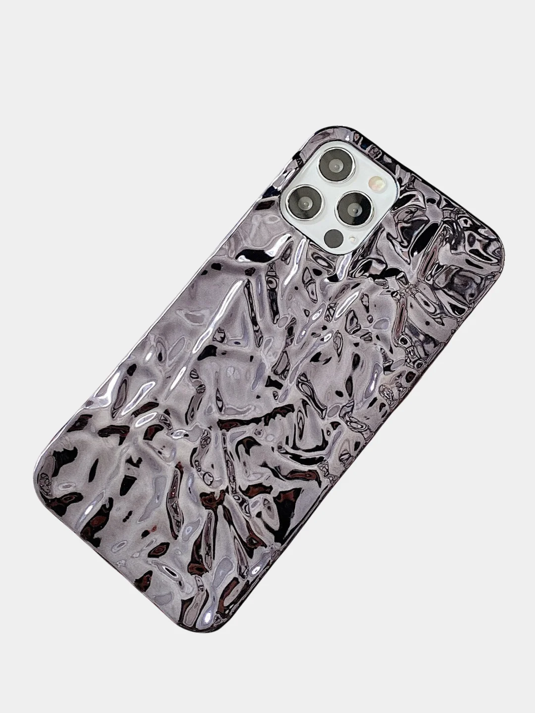 Тёмно-серый чехол для iPhone 14/15/Pro/Max фольга металл противоударный
