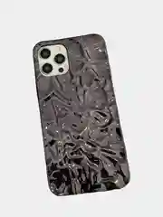 Тёмно-серый чехол для iPhone 14/15/Pro/Max фольга металл противоударный