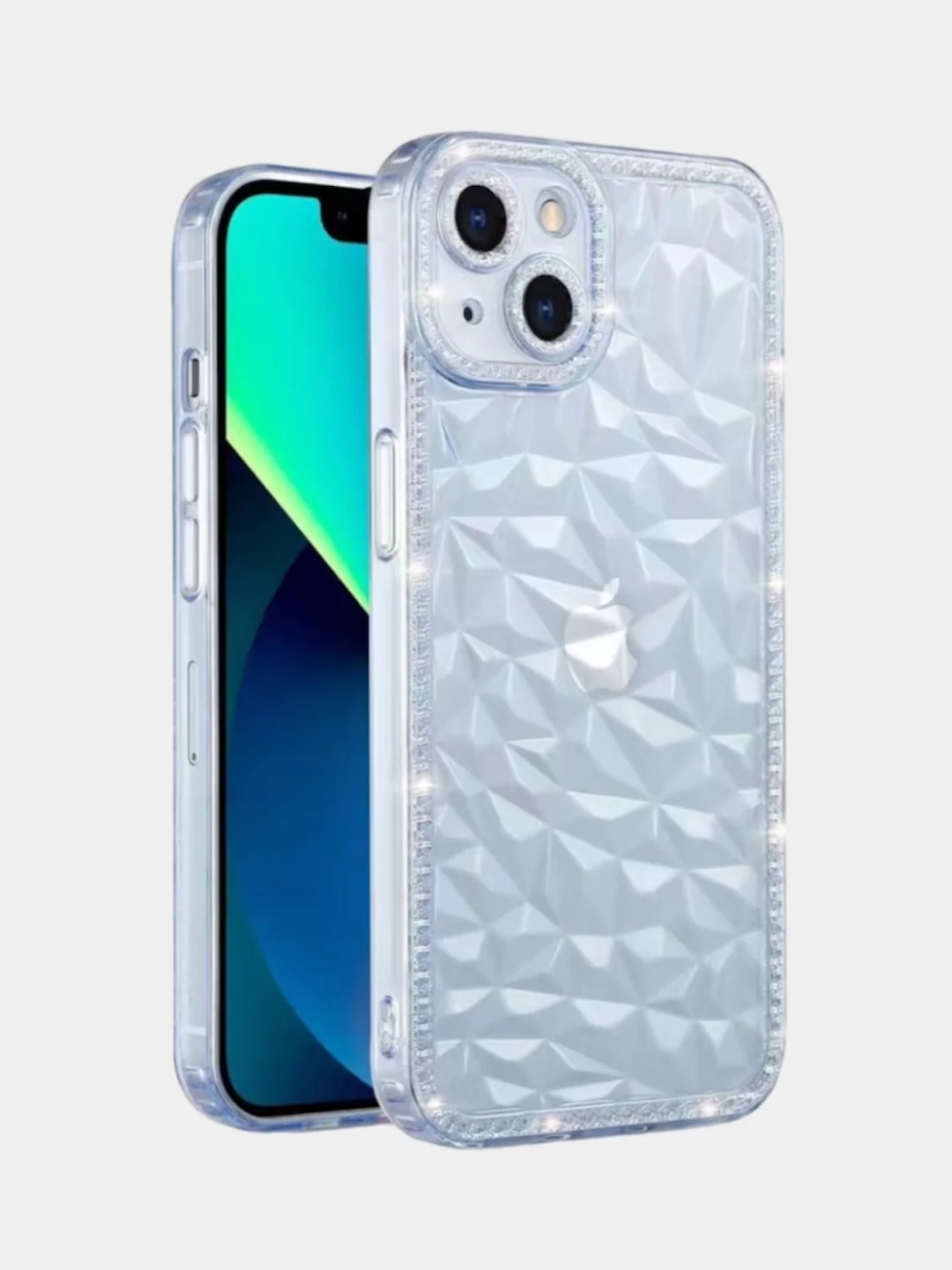 Ледяной чехол силиконовый с эффектом сияния для iPhone 12/13/14/15 Plus/Pro/Max
