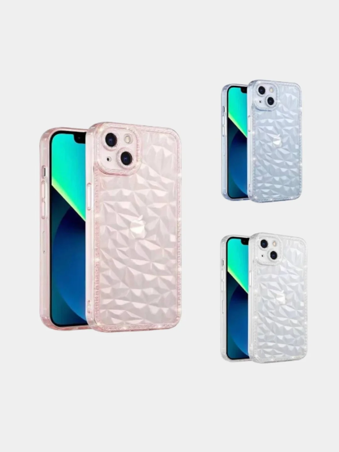 Розовый чехол силиконовый с эффектом сияния для iPhone 12/13/14/15 Plus/Pro/Max