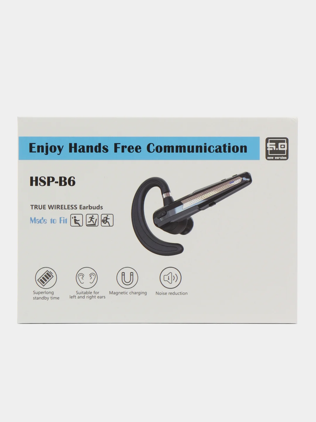 Гарнитура наушник беспроводная HSP-B6 для телефонов Bluetooth v5.0, русский язык, с кейсом