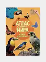 Атлас мира с наклейками ГЕОДОМ "Птицы и насекомые", 16 страниц