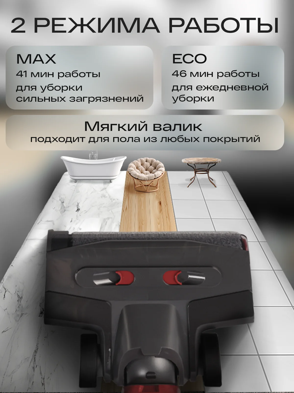 Вертикальный пылесос Atvel F16 Ultimate беспроводной, с УФ-лампой, сухая и влажная уборка