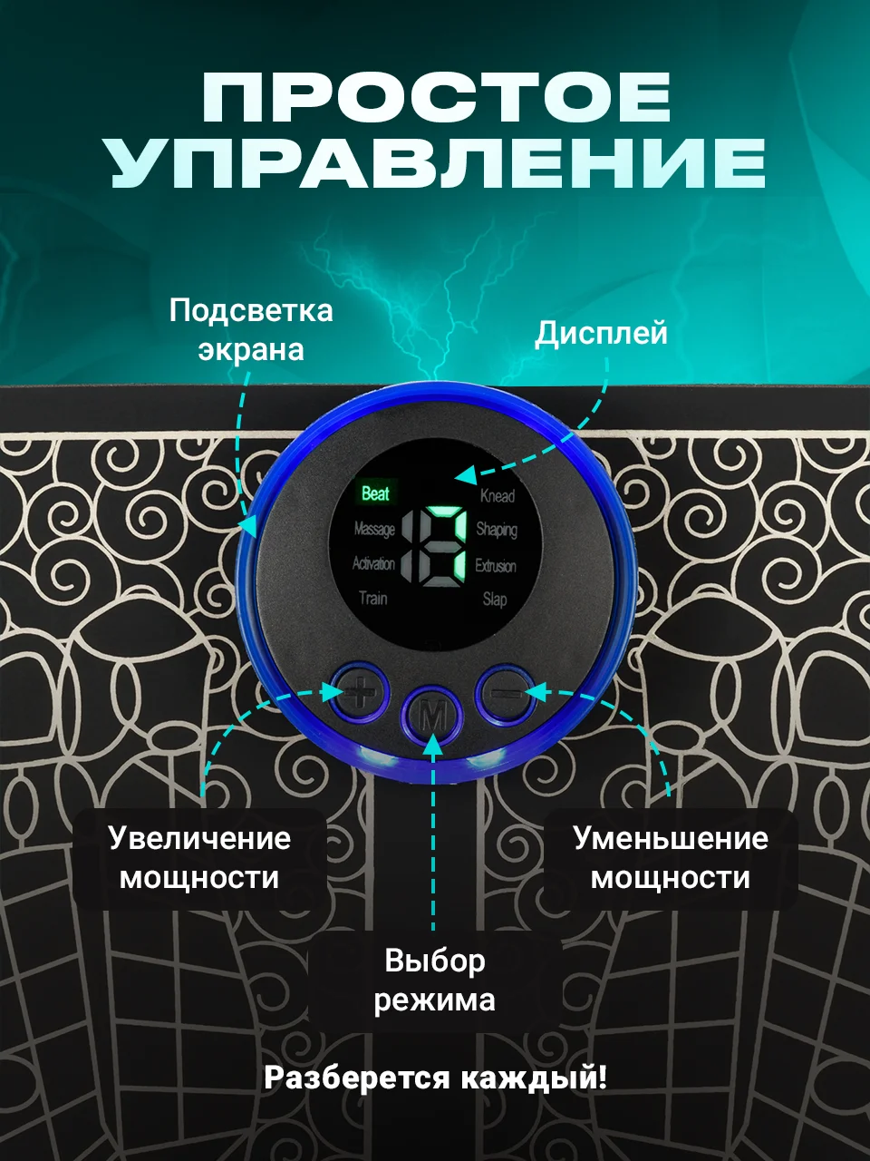 Черный массажер для ног электрический SSY, коврик для стоп EMS