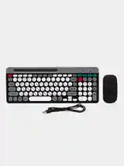 Белый беспроводная перезаряжаемая  клавиатура и мышь Bluetooth+адаптер