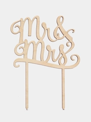 Топпер деревянный мини "Mr Mrs", для торта, букета