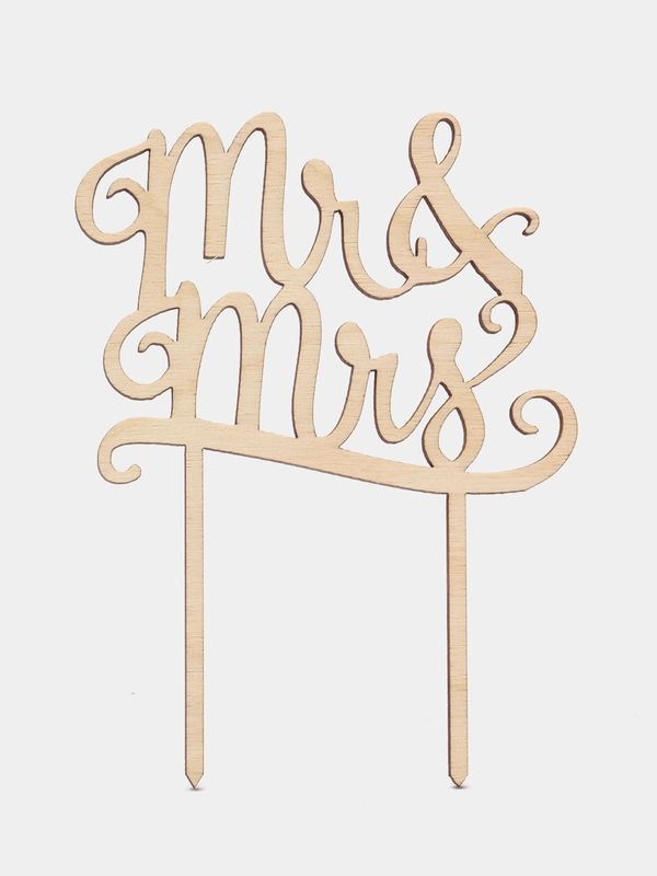 Топпер деревянный мини "Mr Mrs", для торта, букета