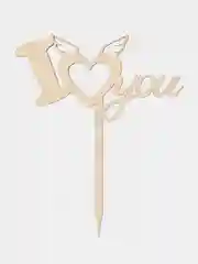 Топпер деревянный мини " I Love you ", для торта, букета